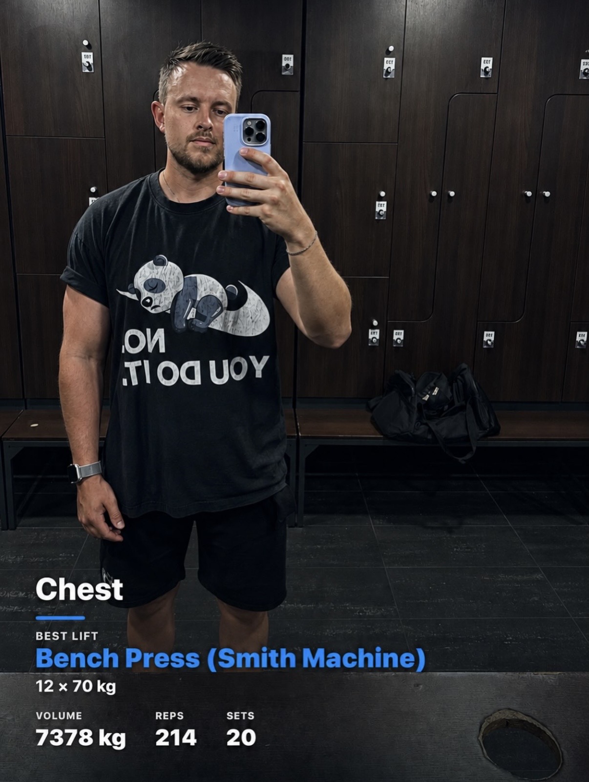 fitzap workout chest workout summary overlaid on a gym photo