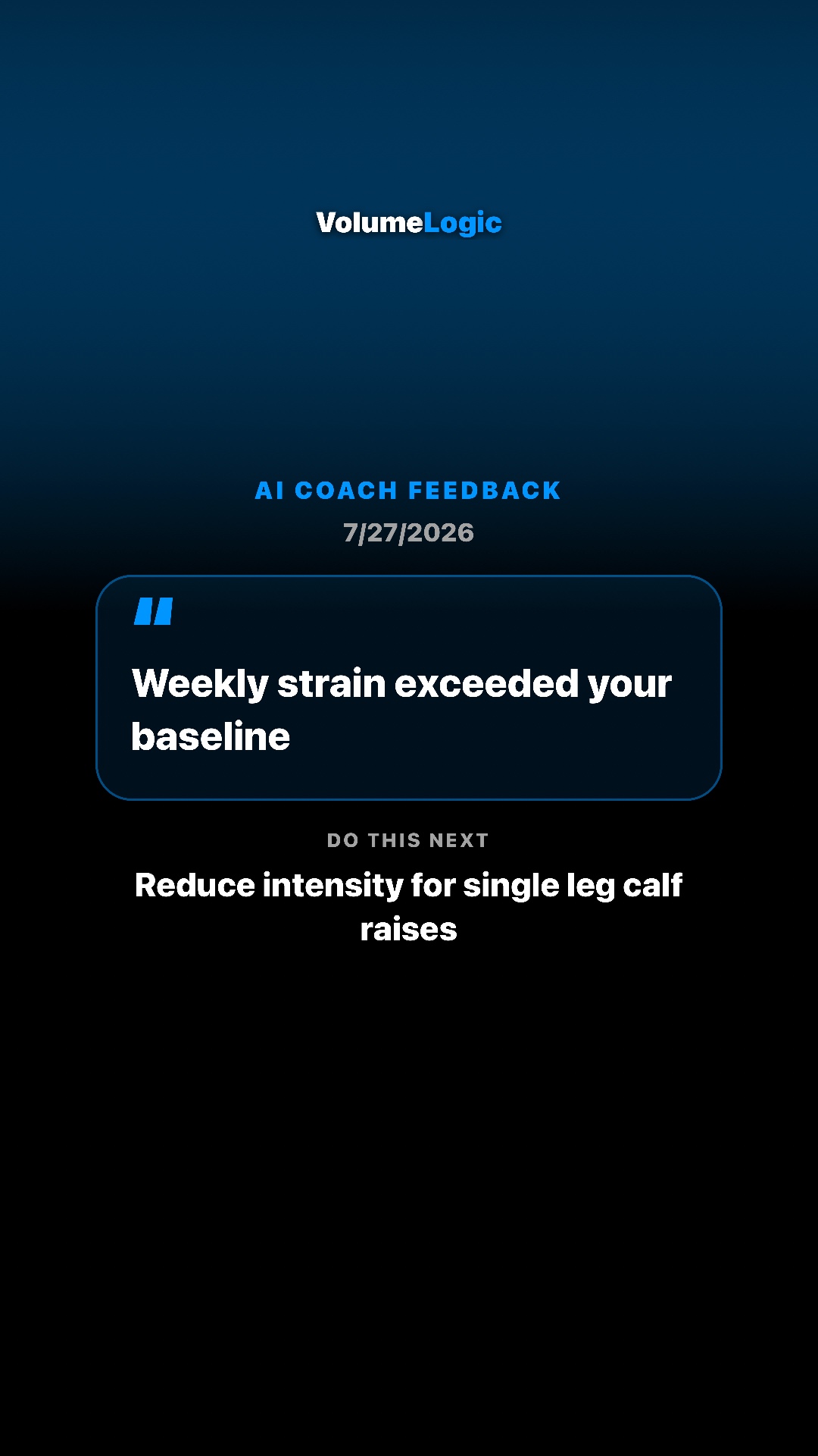 Dark fitzap workout AI coach feedback share card