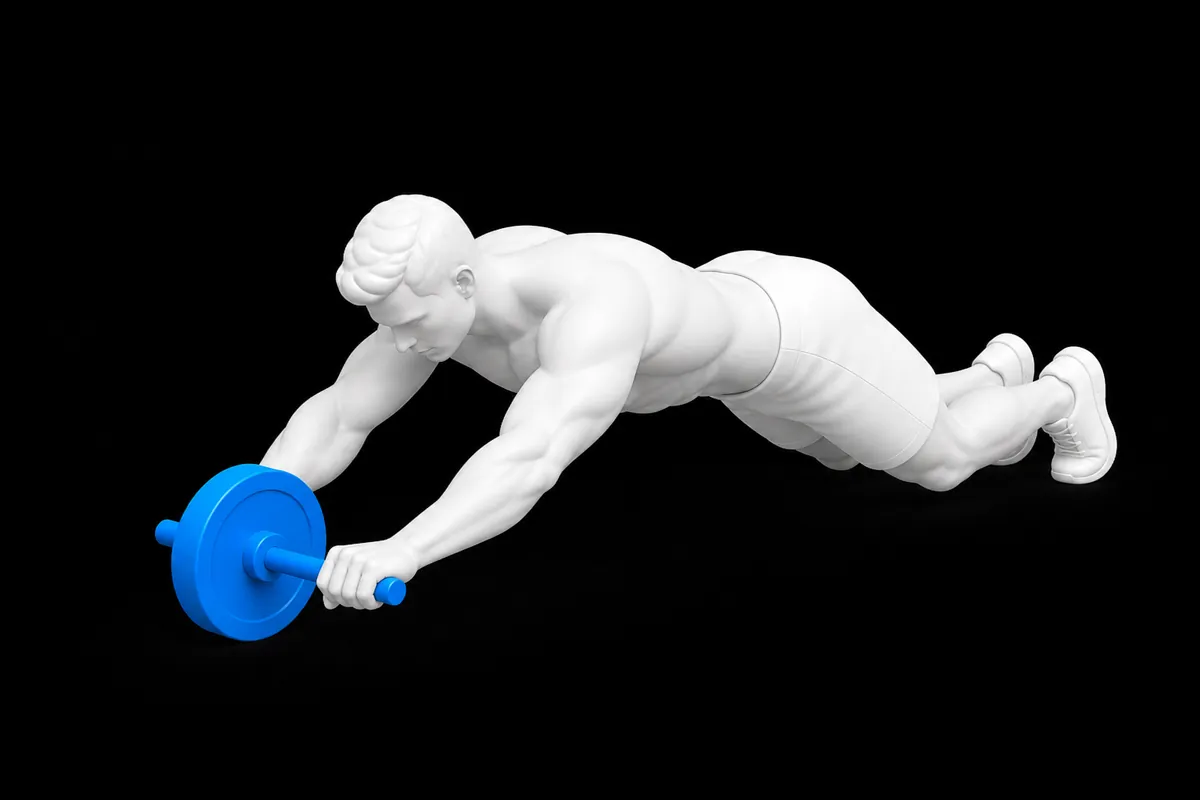 Ab Wheel Rollout exercise illustration showing the movement position