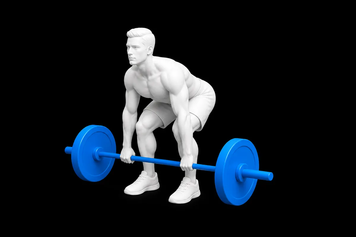Barbell Deadlift exercise illustration showing the movement position