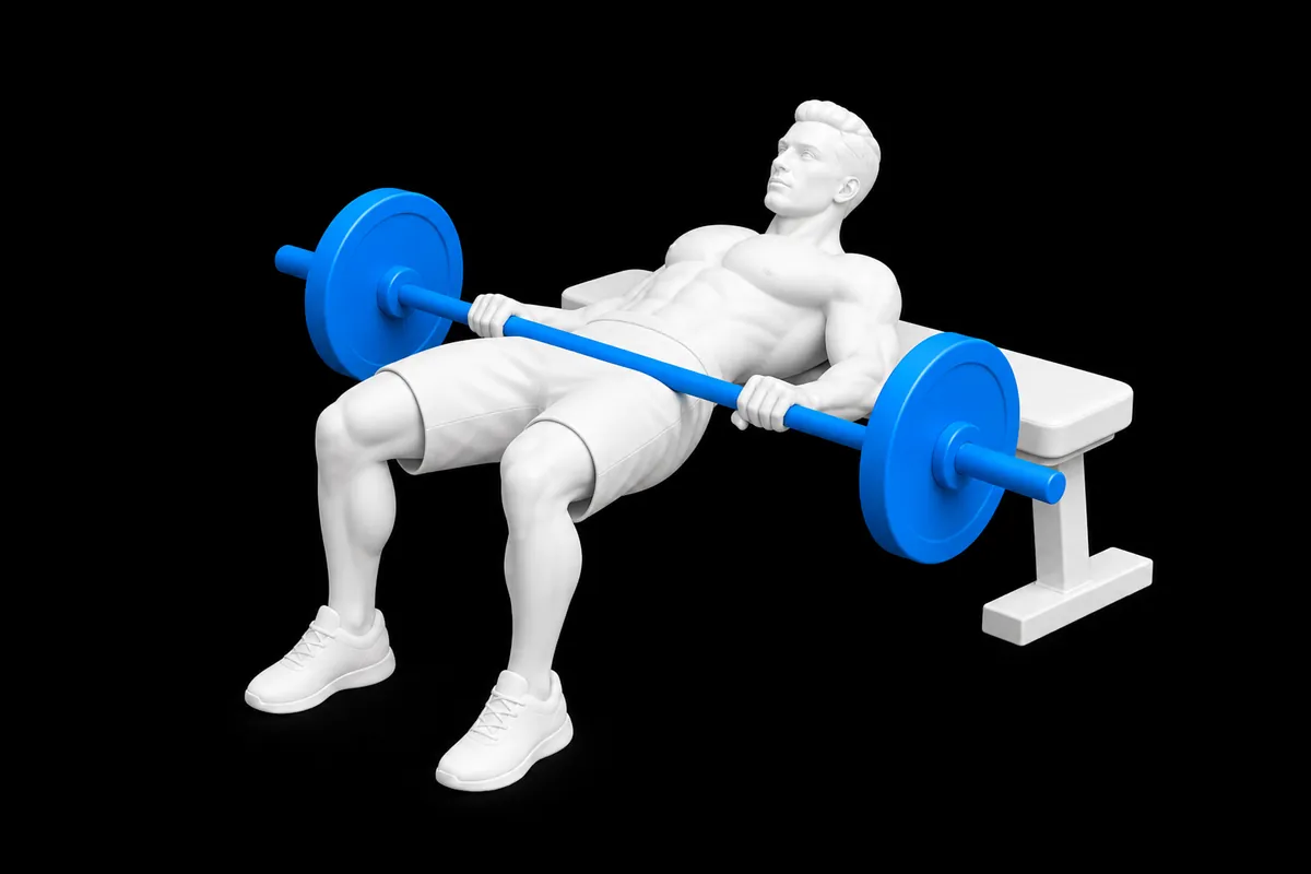 Barbell Hip Thrust exercise illustration showing the movement position