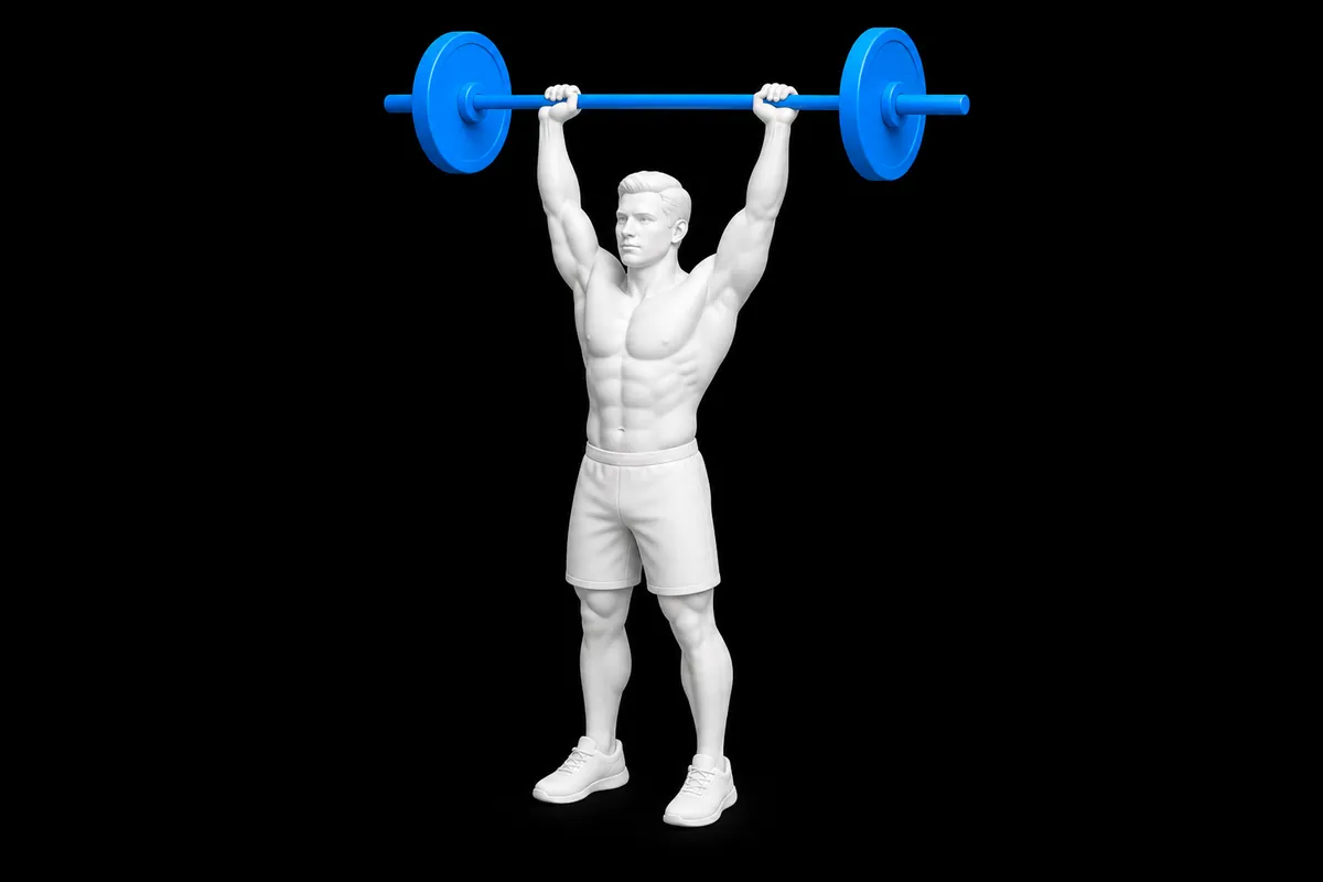 Barbell Overhead Press exercise illustration showing the movement position