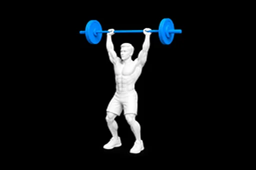 Barbell Push Press exercise illustration showing the movement position
