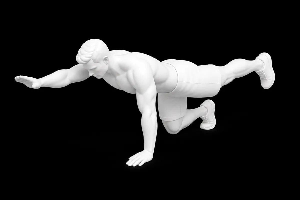 Bird Dog exercise illustration showing the movement position