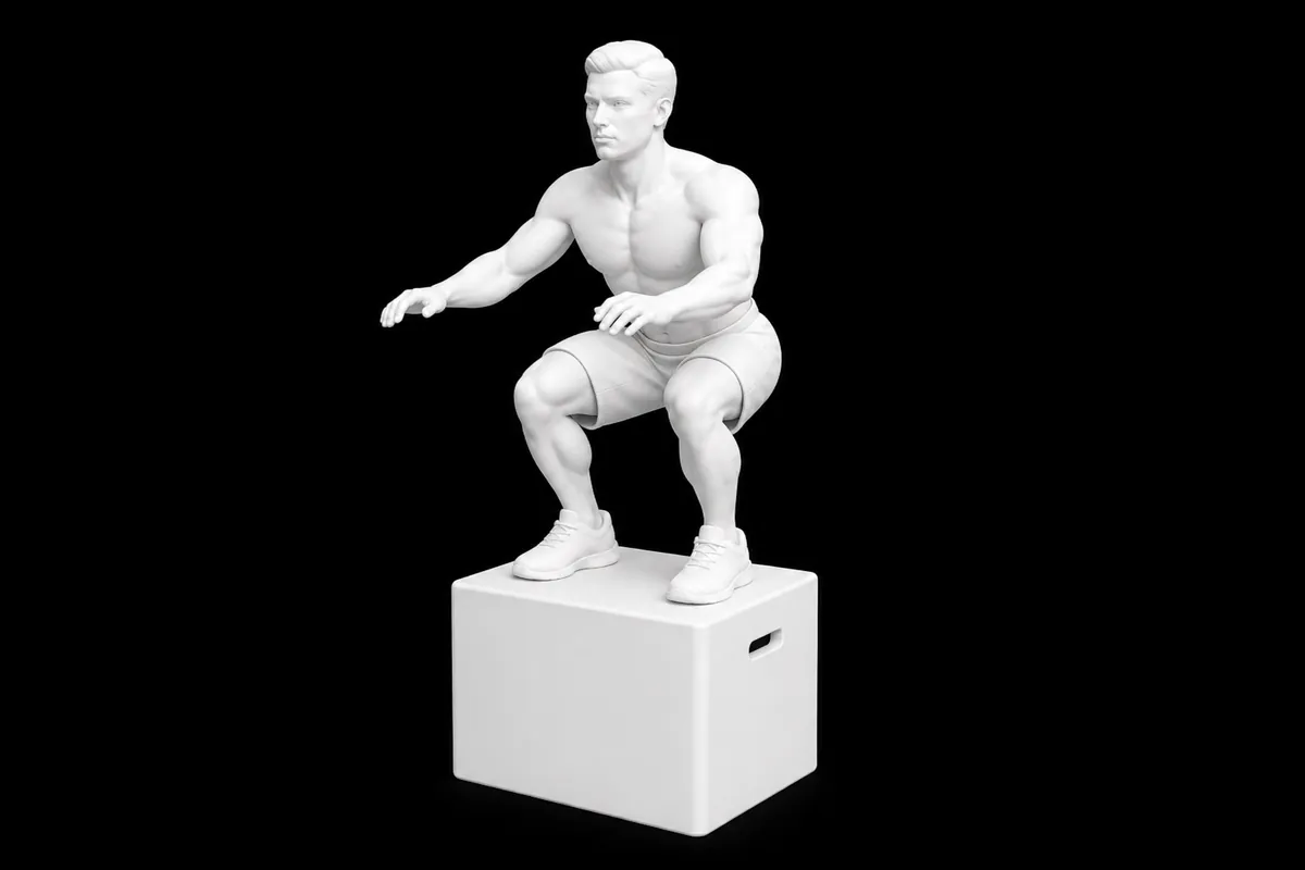 Box Jump exercise illustration showing the movement position