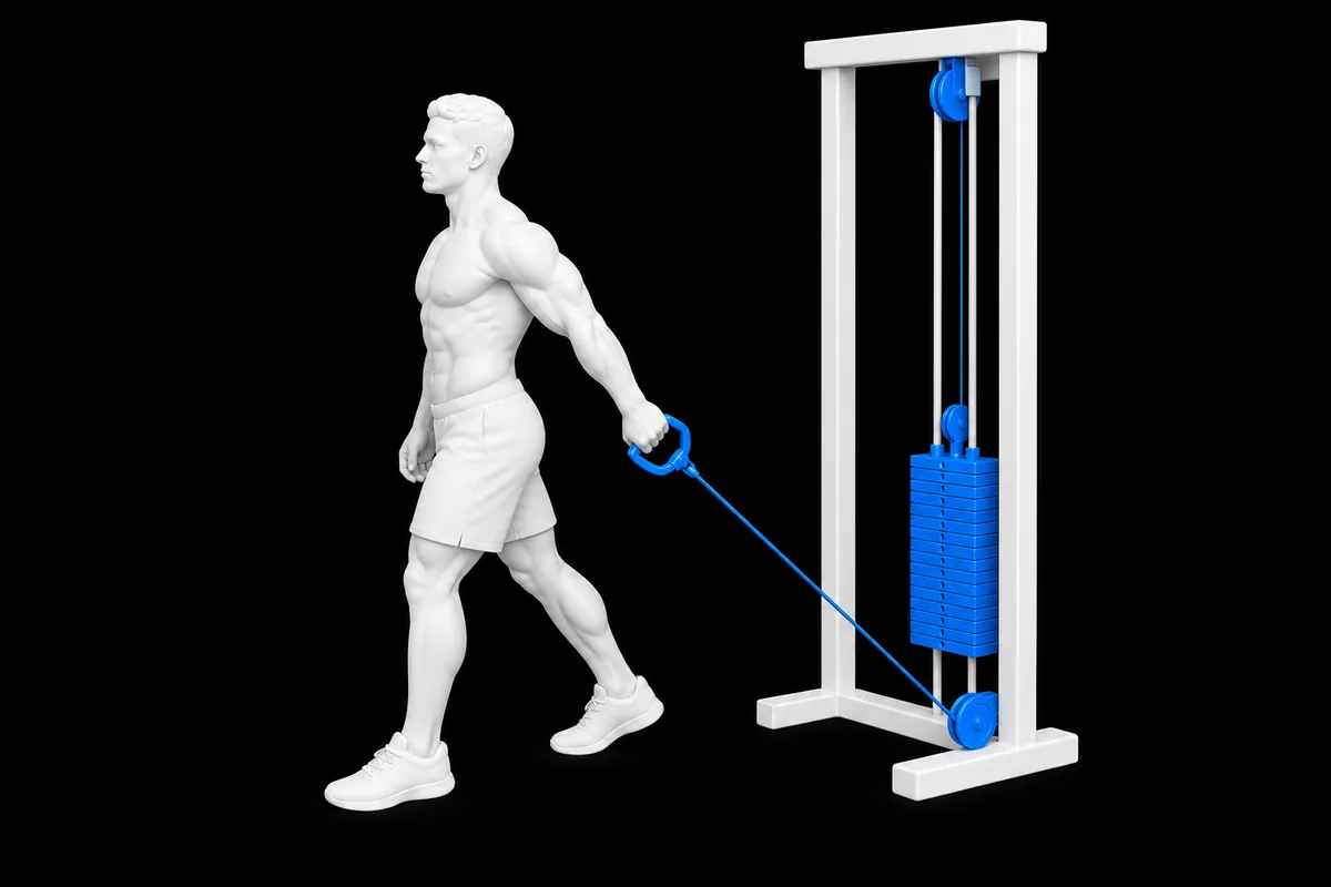 Cable Bayesian Curl exercise illustration showing the movement position