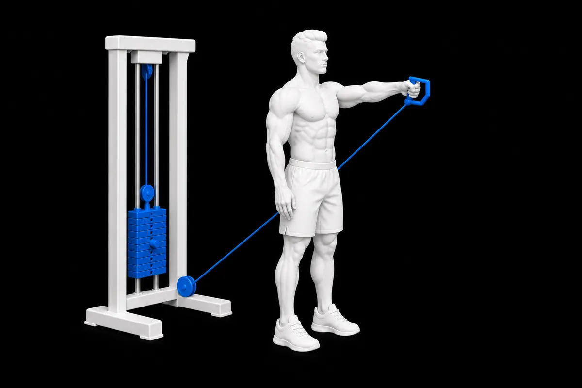 Cable Front Raise exercise illustration showing the movement position