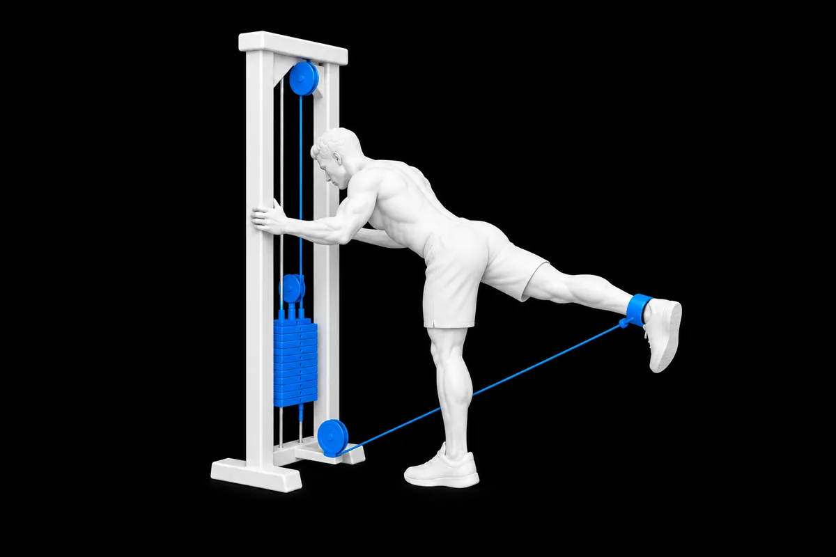 Cable Glute Kickback exercise illustration showing the movement position