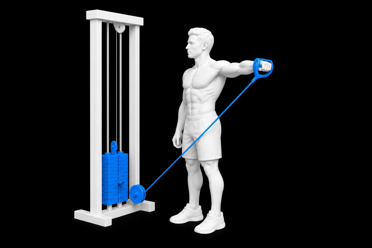 Cable Lateral Raise exercise illustration showing the movement position