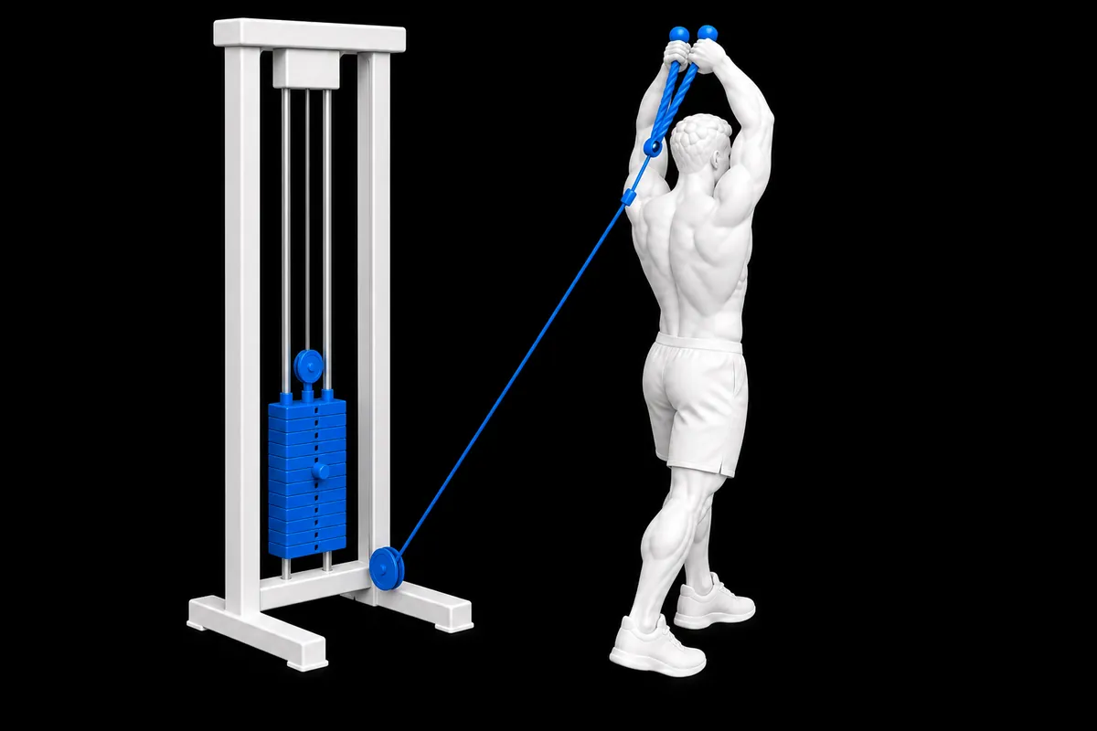 Cable Overhead Triceps Extension exercise illustration showing the movement position