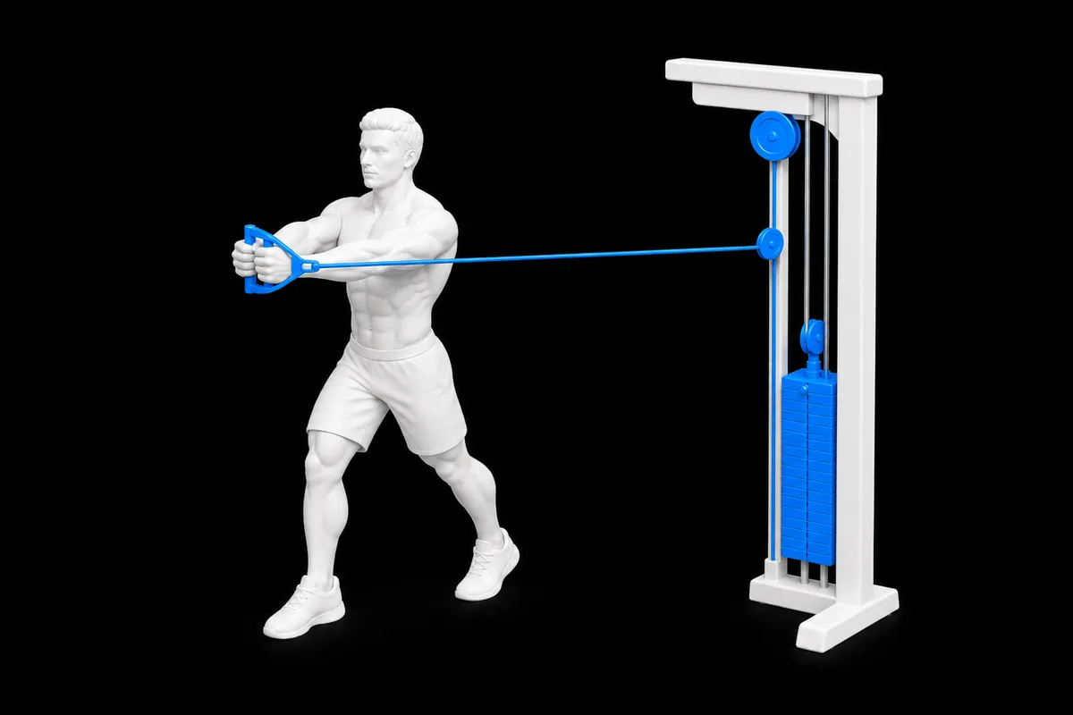 Cable Pallof Press exercise illustration showing the movement position