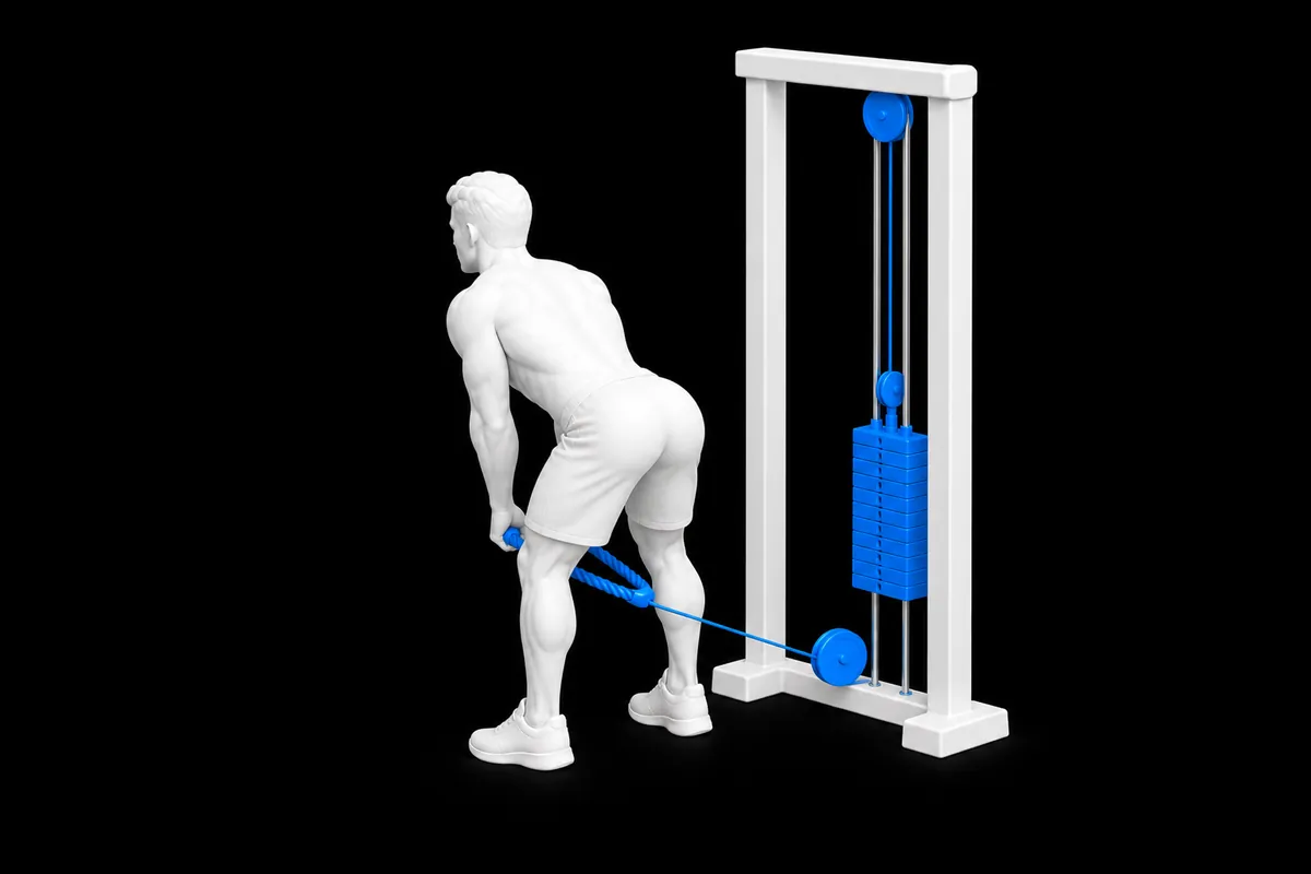 Cable Pull-Through exercise illustration showing the movement position