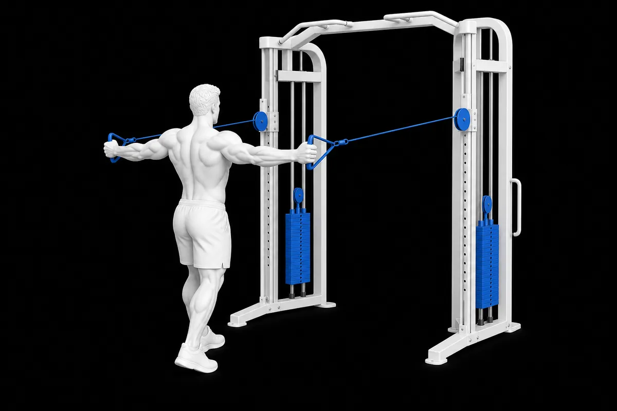 Cable Rear Delt Fly exercise illustration showing the movement position