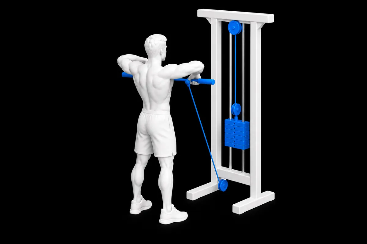 Cable Upright Row exercise illustration showing the movement position