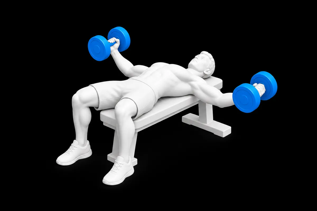 Dumbbell Chest Fly exercise illustration showing the movement position