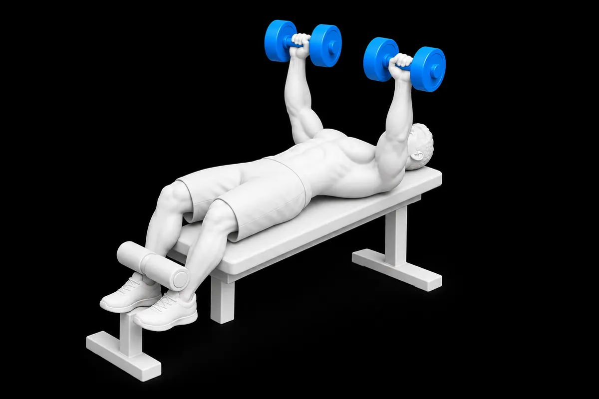Dumbbell Decline Bench Press exercise illustration showing the movement position