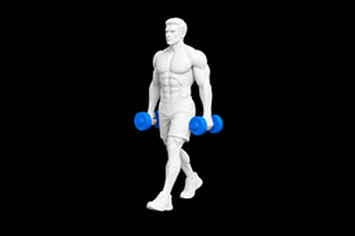 Dumbbell Farmer's Carry exercise illustration showing the movement position