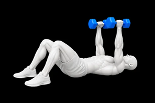 Dumbbell Floor Press exercise illustration showing the movement position