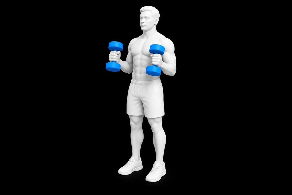 Dumbbell Hammer Curl exercise illustration showing the movement position