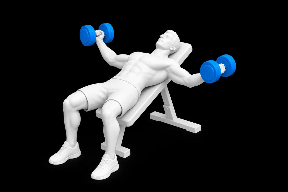 Dumbbell Incline Chest Fly exercise illustration showing the movement position