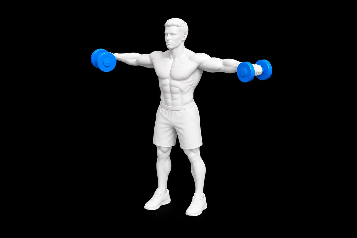 Dumbbell Lateral Raise exercise illustration showing the movement position