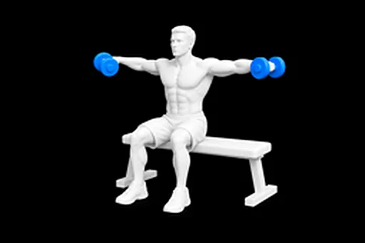 Dumbbell Seated Lateral Raise exercise illustration showing the movement position