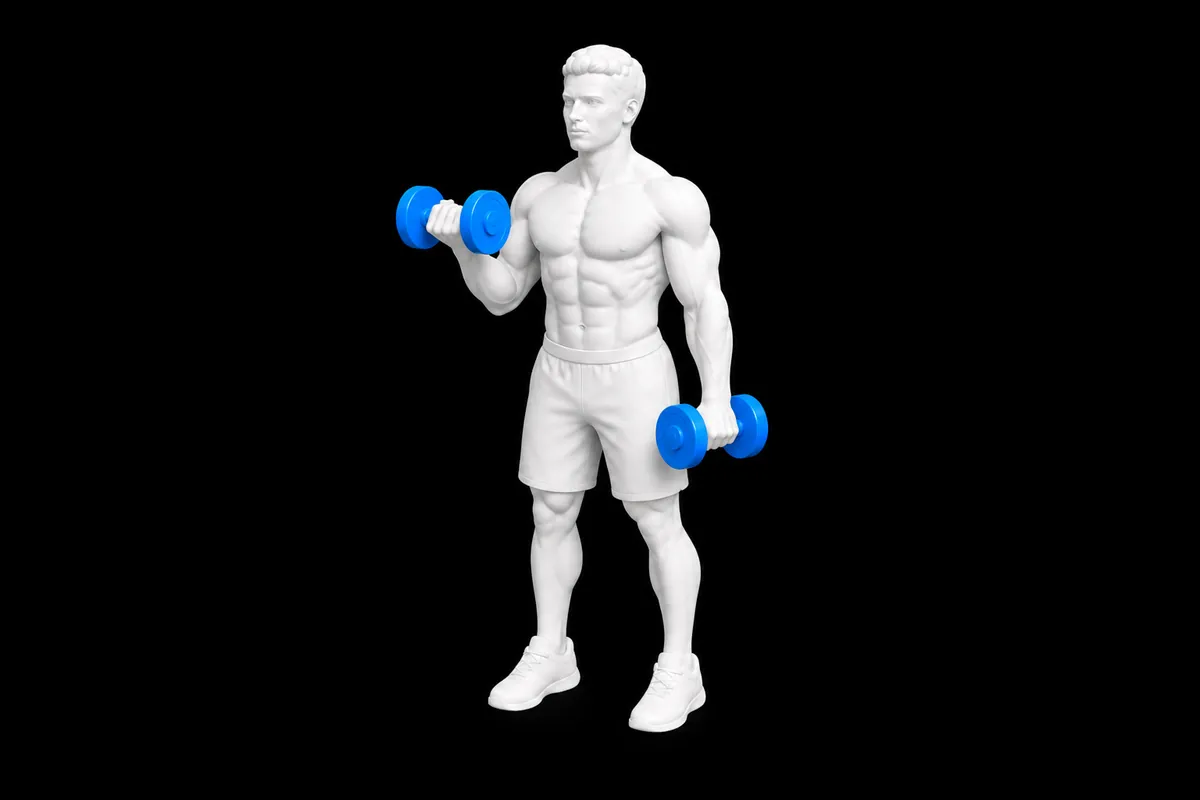 Dumbbell Zottman Curl exercise illustration showing the movement position