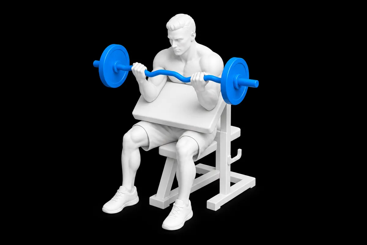 EZ-Bar Preacher Curl exercise illustration showing the movement position