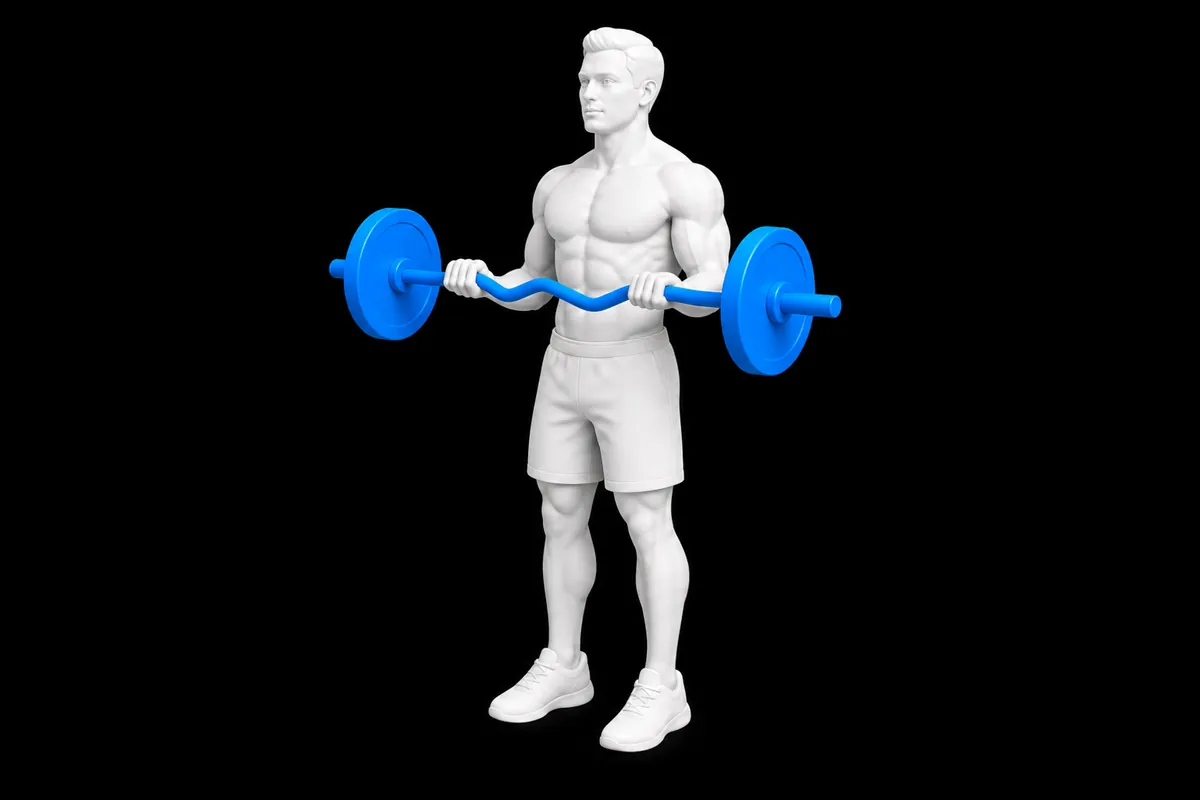 EZ-Bar Reverse Curl exercise illustration showing the movement position