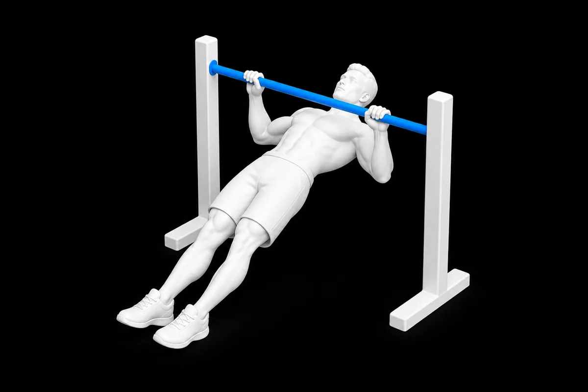 Inverted Row exercise illustration showing the movement position