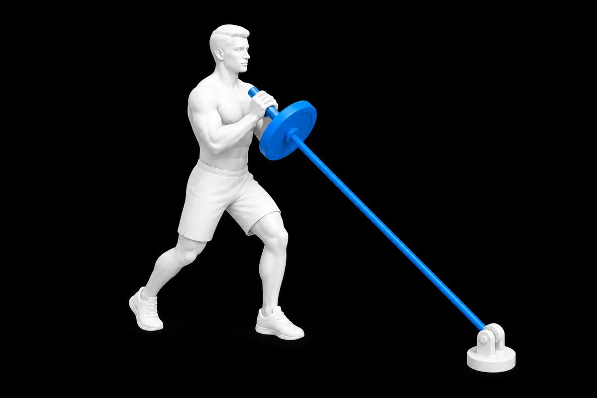 Landmine Press exercise illustration showing the movement position