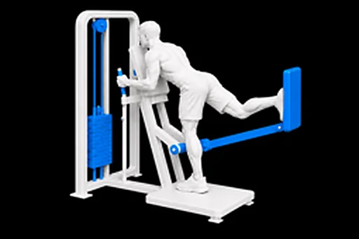 Machine Glute Kickback exercise illustration showing the movement position
