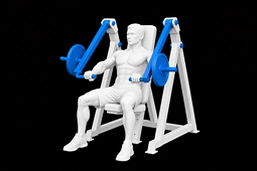 Machine Iso-Lateral Chest Press exercise illustration showing the movement position