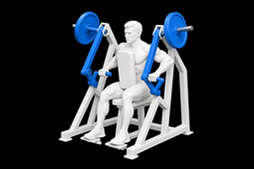 Machine Iso-Lateral Row exercise illustration showing the movement position