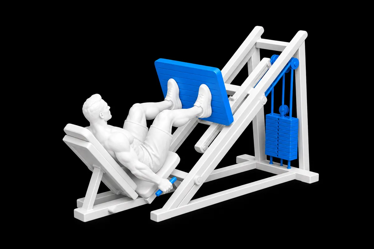 Machine Leg Press exercise illustration showing the movement position
