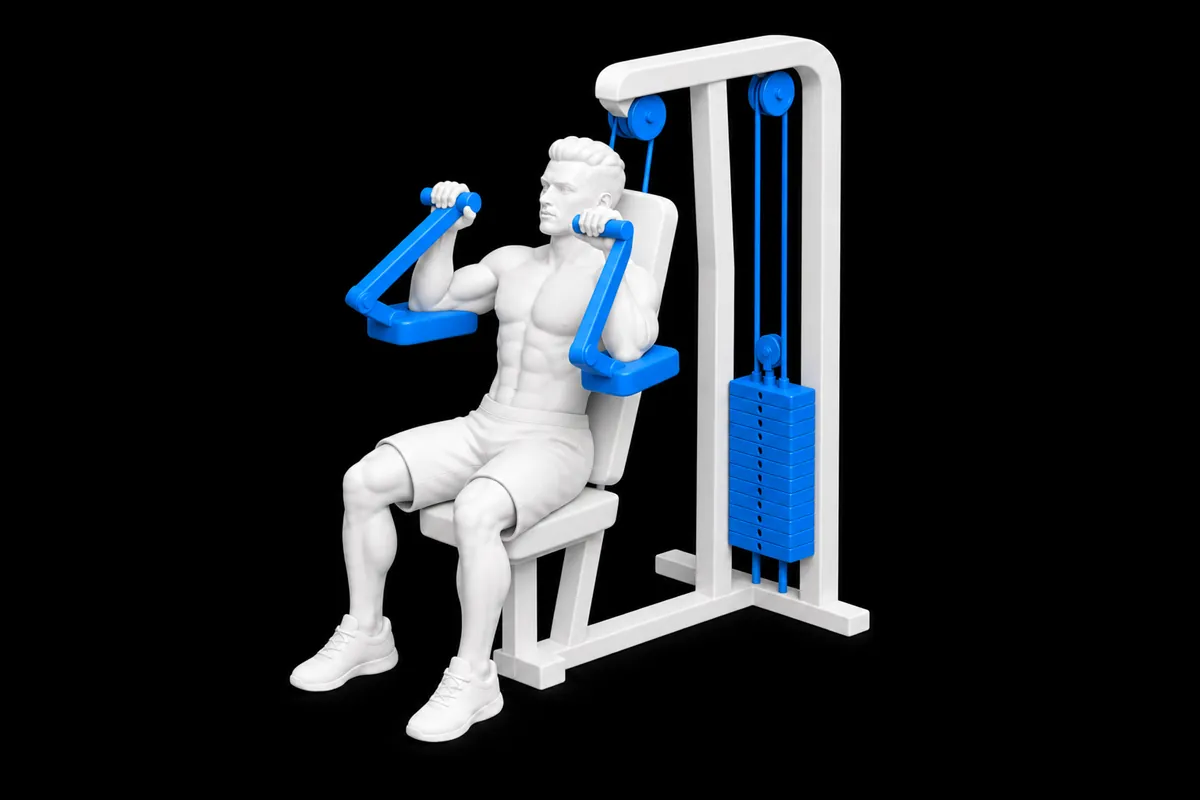 Machine Pullover exercise illustration showing the movement position