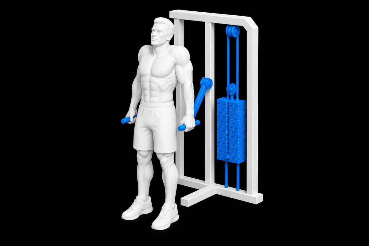 Machine Shrugs exercise illustration showing the movement position