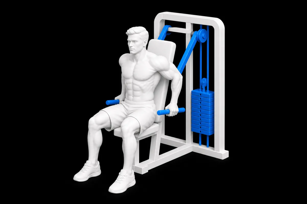 Machine Triceps Extension exercise illustration showing the movement position