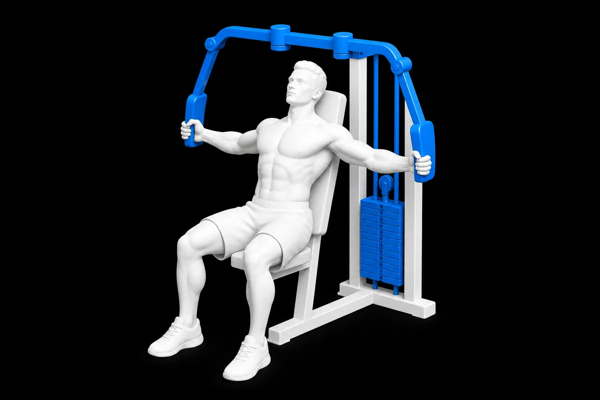 Pec Deck Chest Fly exercise illustration showing the movement position