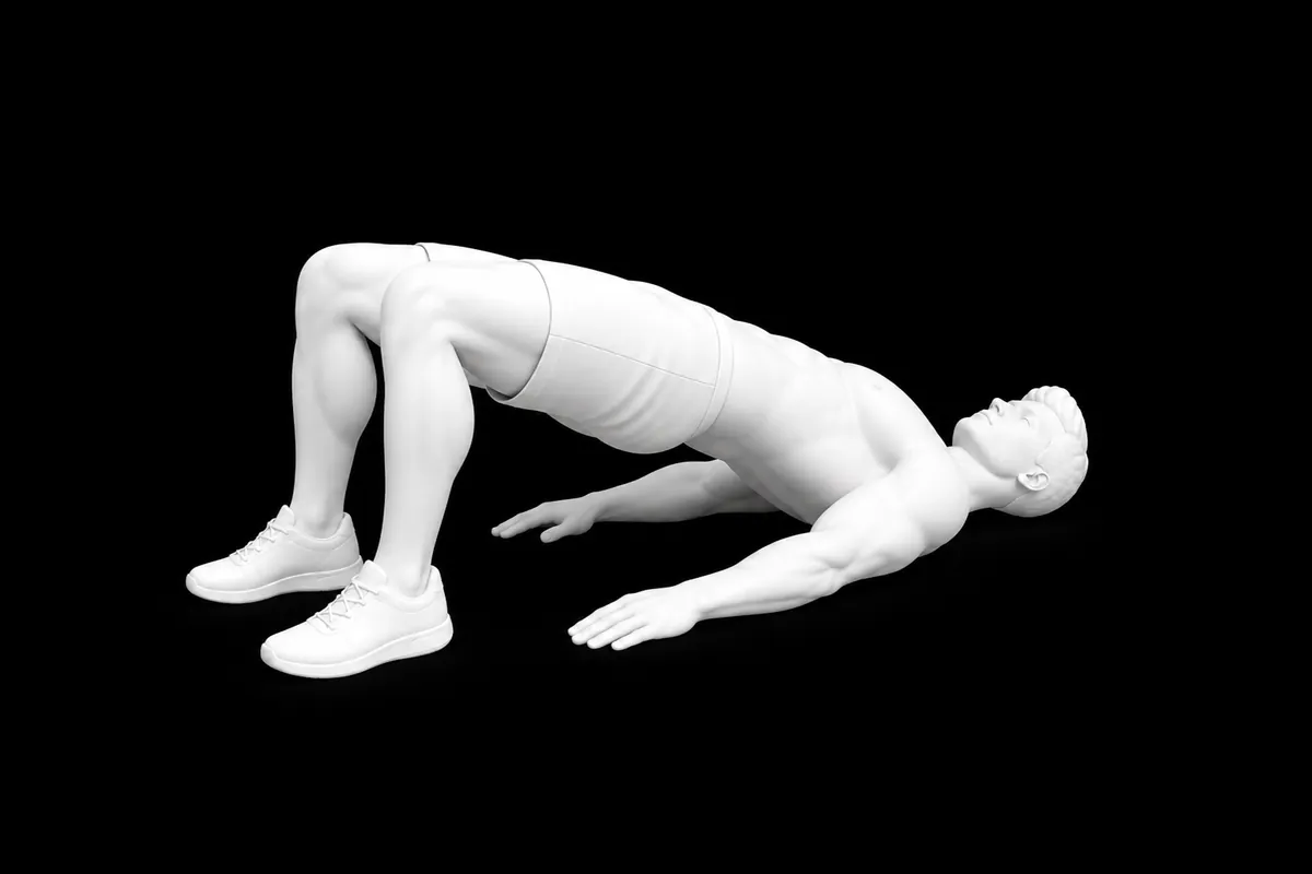 Pilates Shoulder Bridge exercise illustration showing the movement position