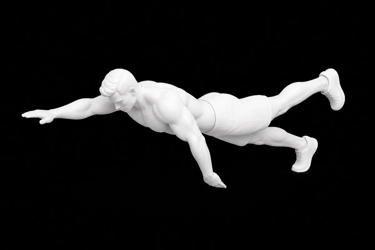 Pilates Swimming exercise illustration showing the movement position