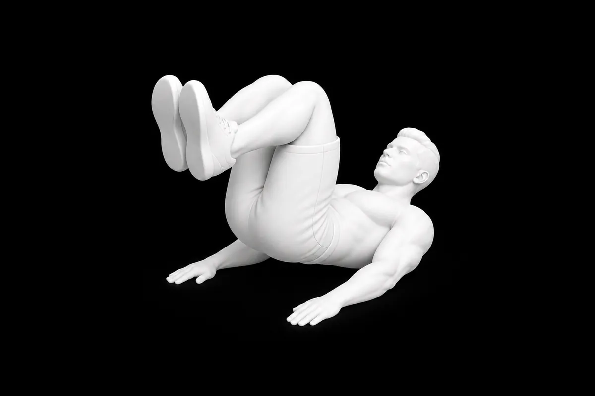 Reverse Crunch exercise illustration showing the movement position