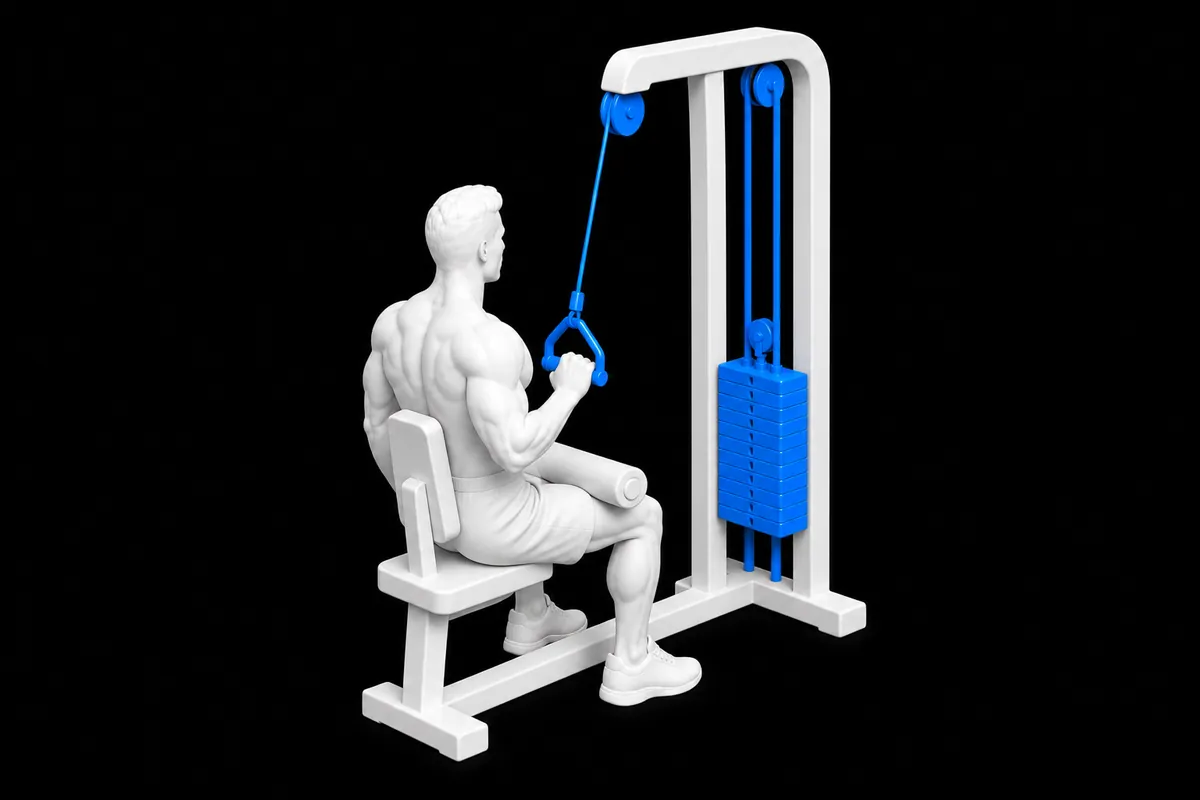 Single-Arm Machine Lat Pulldown exercise illustration showing the movement position