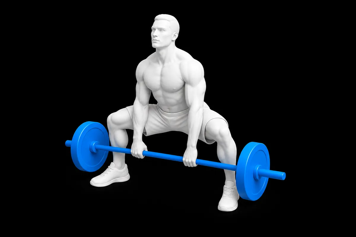 Sumo Deadlift exercise illustration showing the movement position